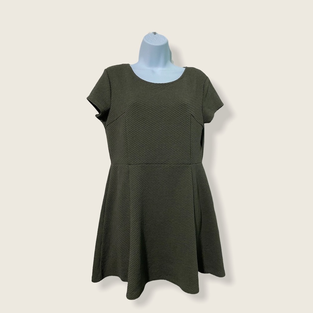 H&M Divided Olive Skater Dress Size 14